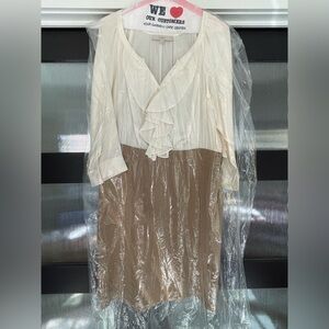 LOFT Cream and Tan Dress